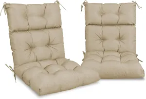 Only choice High Back Adirondack Chair Cushion Set of 2-44”x 22”x 4” Waterproof, Fade-Resistant Outdoor Rocking Chair Cushions for Patio, Garden, Porch (2, Khaki)