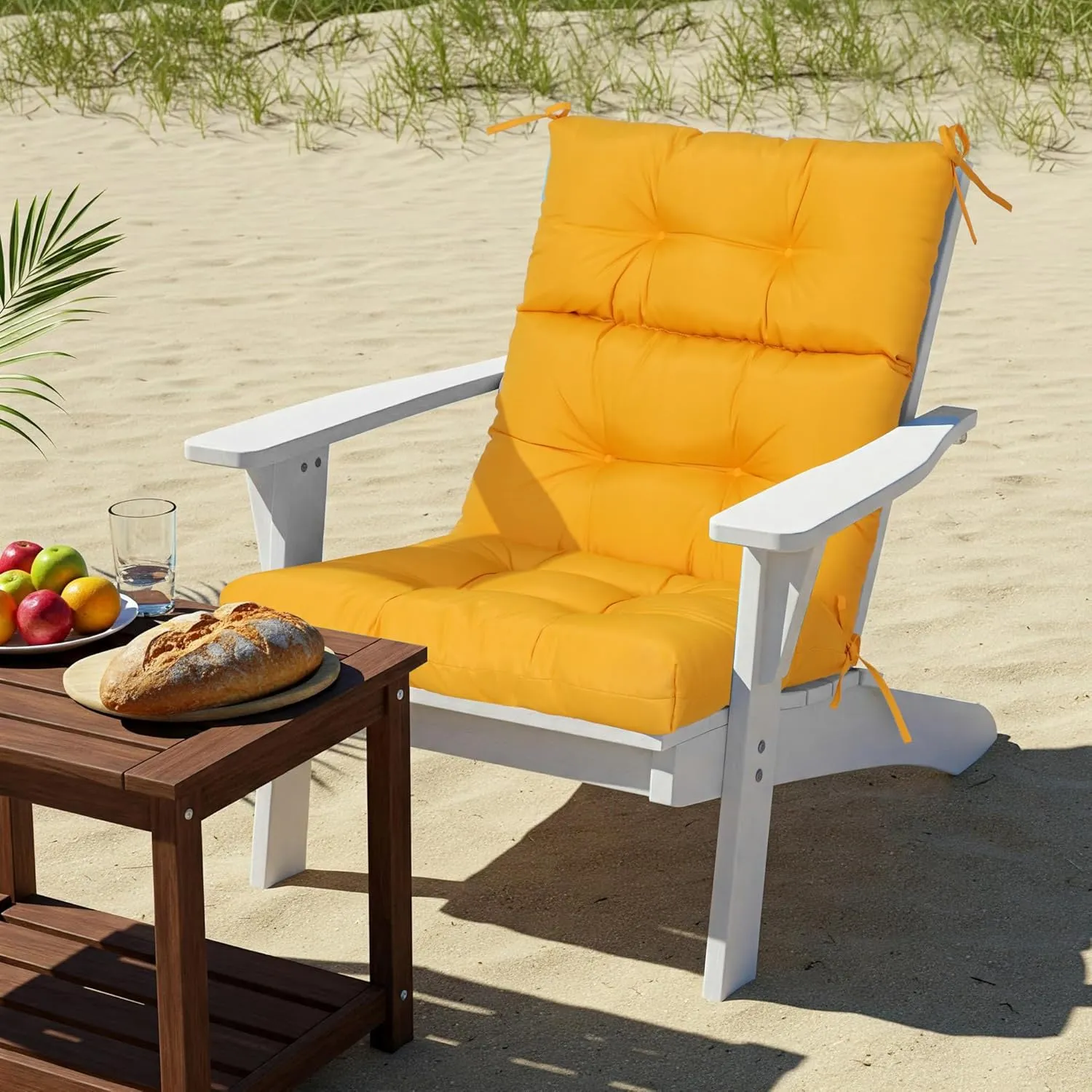 Only choice High Back Chair Cushions,Adirondack Chair Cushion with Waterproof All-Weather, Rocking Chair Cushion for Outdoor Patio, Garden Porch 44”x 22”x 4,Set of 2 (2, Yellow)