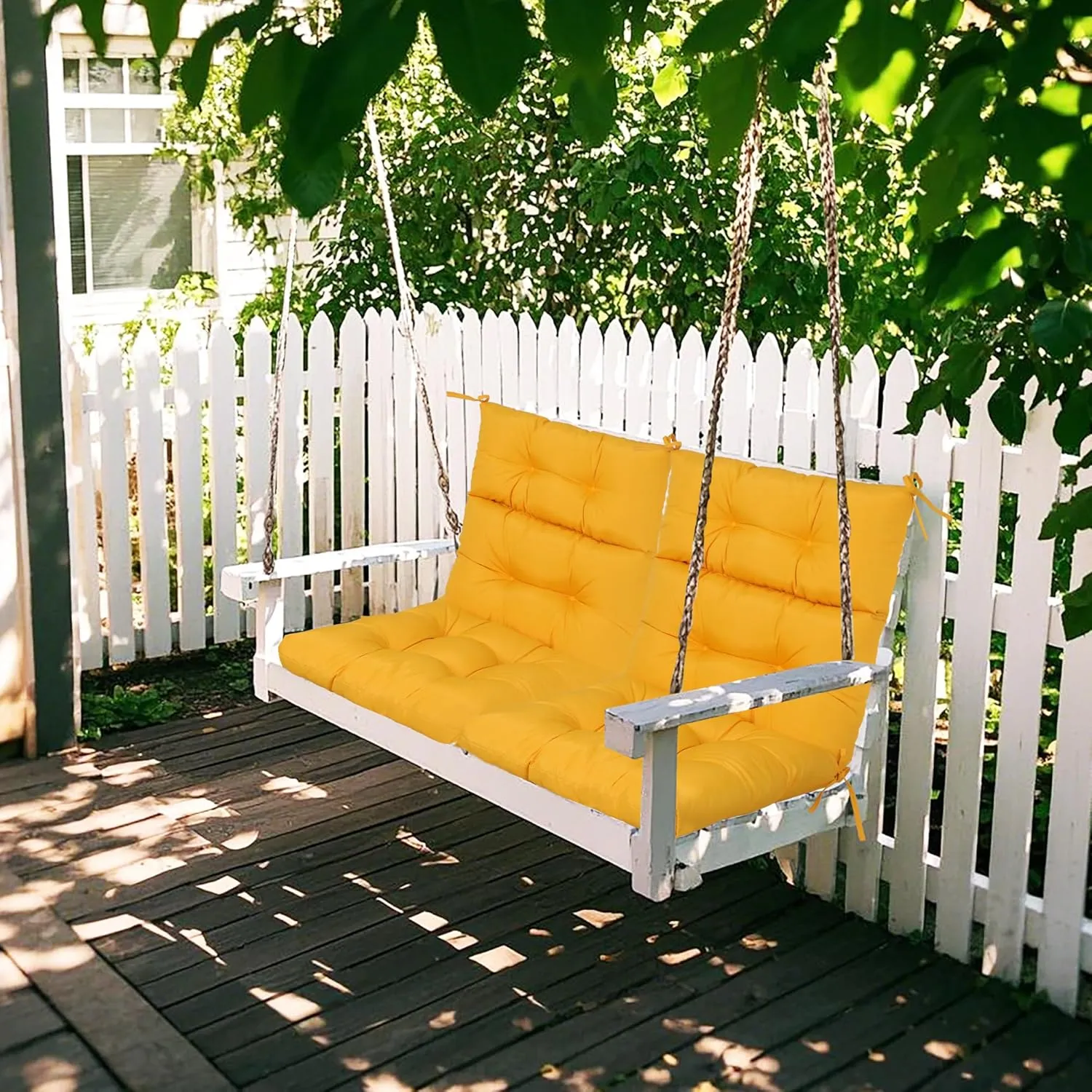 Only choice High Back Chair Cushions,Adirondack Chair Cushion with Waterproof All-Weather, Rocking Chair Cushion for Outdoor Patio, Garden Porch 44”x 22”x 4,Set of 2 (2, Yellow)