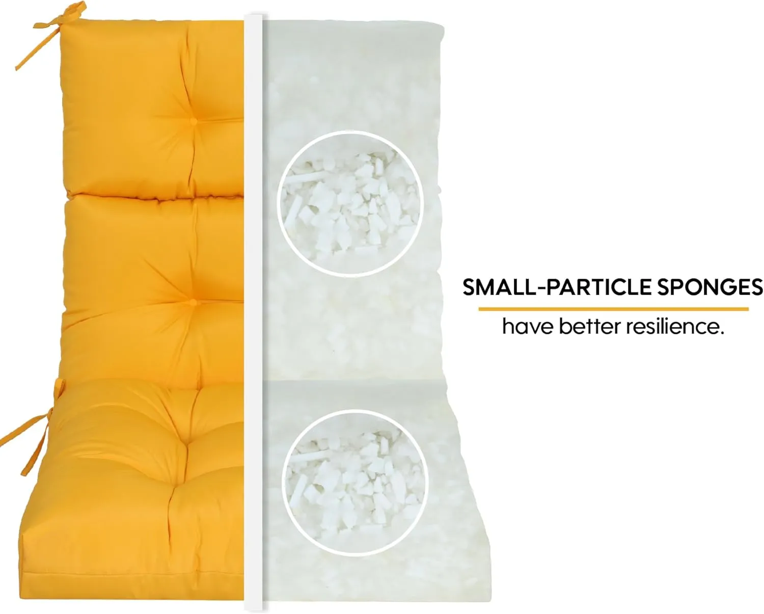 Only choice High Back Chair Cushions,Adirondack Chair Cushion with Waterproof All-Weather, Rocking Chair Cushion for Outdoor Patio, Garden Porch 44”x 22”x 4,Set of 2 (2, Yellow)