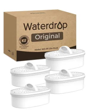 [Original] Waterdrop WD-PF-01A Plus Replacement Filters for All Waterdrop Pitcher Filtration System, Reduces PFAS, PFOA/PFOS, Chlorine, Last Up to 3 Months or 200 Gallons (Pack of 4)