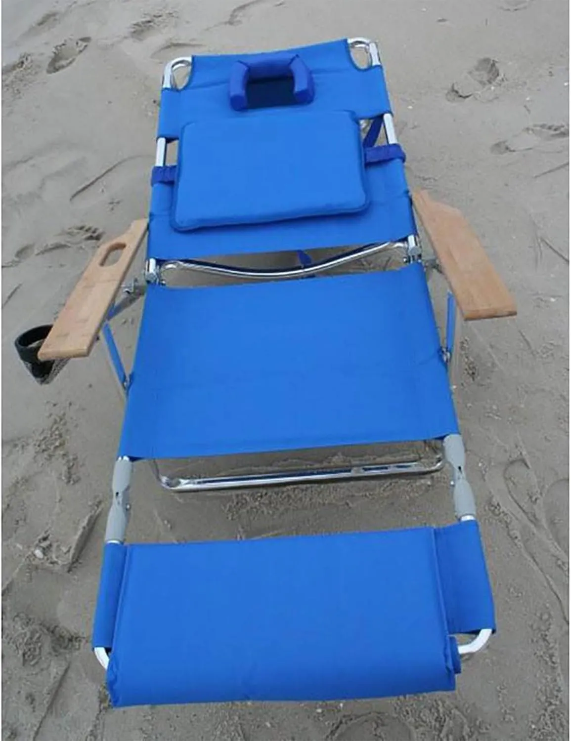 Ostrich Deluxe Reclining Lounge Chair, 3 in 1 Folding Outdoor Beach Lounger, Blue