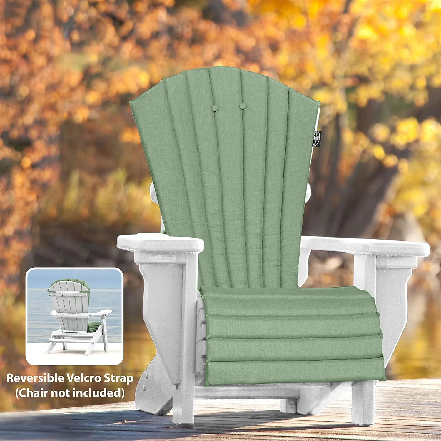 Outdoor All-Weather Patio Adirondack Chair seat Cushion with Quick Drying Olefin Fabric & high Density Filler for Your Chair- Chair not Included (Patio Green)