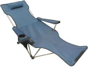 Outdoor Camp Chairs, Camping Lounge Chair Portable Reclining Camping Chair Folding Seat with Footrest with Headrest Storage Bag Lawn Chairs Adults(Blue)