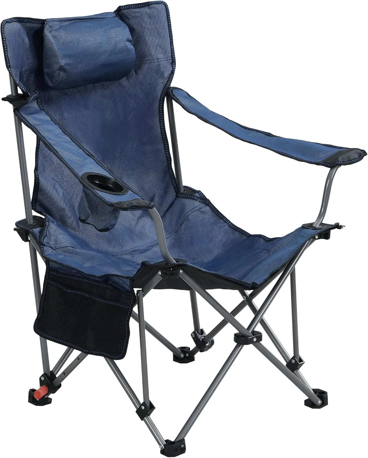 Outdoor Camping Chair, Portable Folding Camp Chair for Adults, Foldable Reclining Chair with 3-Level Adjustment, Side Pockets & Cup Holder,Carry Bag for Outdoor, 264lbs Capacity - Dark Blue