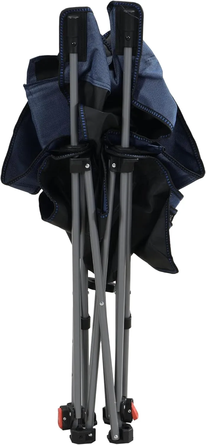 Outdoor Camping Chair, Portable Folding Camp Chair for Adults, Foldable Reclining Chair with 3-Level Adjustment, Side Pockets & Cup Holder,Carry Bag for Outdoor, 264lbs Capacity - Dark Blue