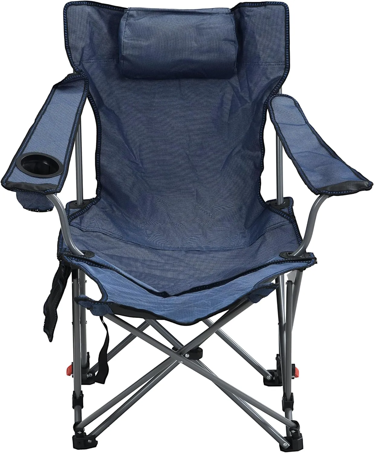 Outdoor Camping Chair, Portable Folding Camp Chair for Adults, Foldable Reclining Chair with 3-Level Adjustment, Side Pockets & Cup Holder,Carry Bag for Outdoor, 264lbs Capacity - Dark Blue