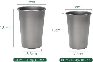 Outdoor camping titanium cup pure titanium water cup beer mug portable single layer tea cup camping coffee cup 2pcs(300ML)