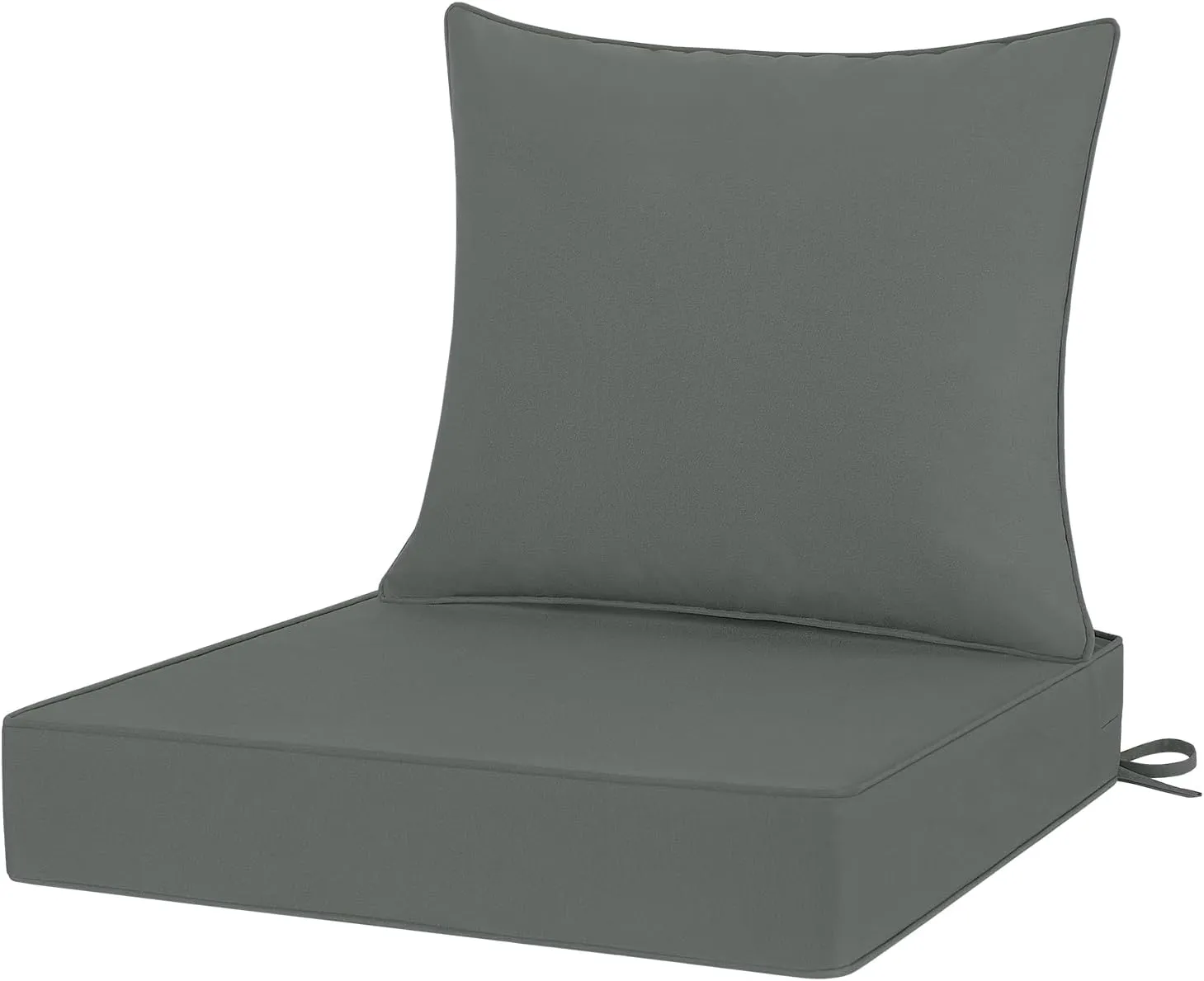 Outdoor Chair Cushions 24x24, Patio Furniture Cushions with Removable Cover, Outdoor Deep Seat Cushion Set with Ties and Handle, Waterproof Outdoor Cushions for Chair Sofa Couch, Dark Grey