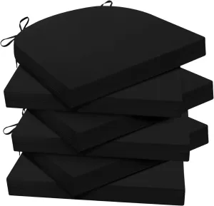 Outdoor Chair Cushions for Patio Furniture - Patio Chair Cushions Set of 6 - Water Resistant Round Corner Outdoor Seat Cushions 17"X16"X2", Black