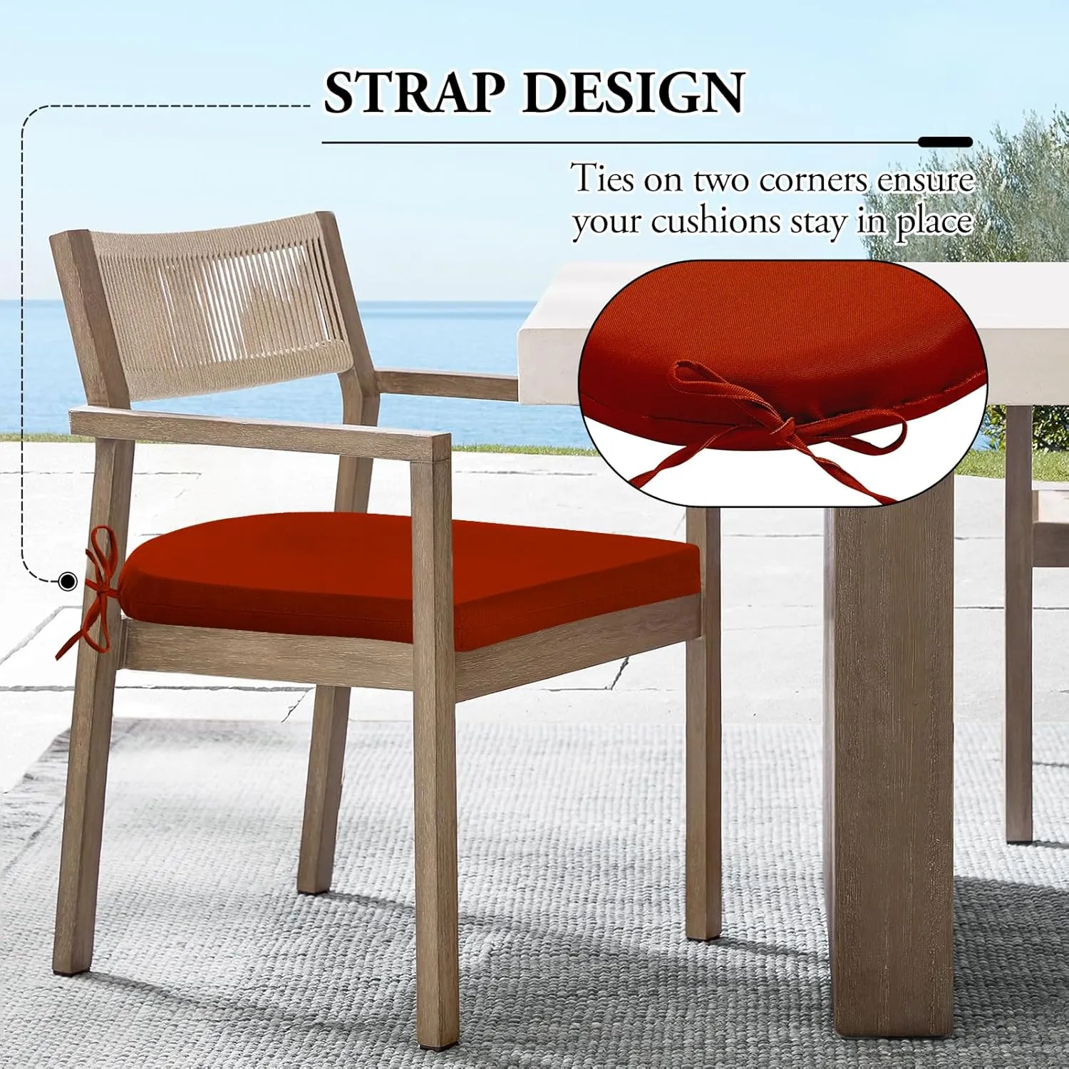 Outdoor Chair Cushions for Patio Furniture - Patio Chair Cushions Set of 6 - Water Resistant Round Corner Outdoor Seat Cushions 17"X16"X2", Brick Red