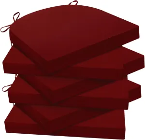 Outdoor Chair Cushions for Patio Furniture - Patio Chair Cushions Set of 6 - Water Resistant Round Corner Outdoor Seat Cushions 17"X16"X2", Burgundy