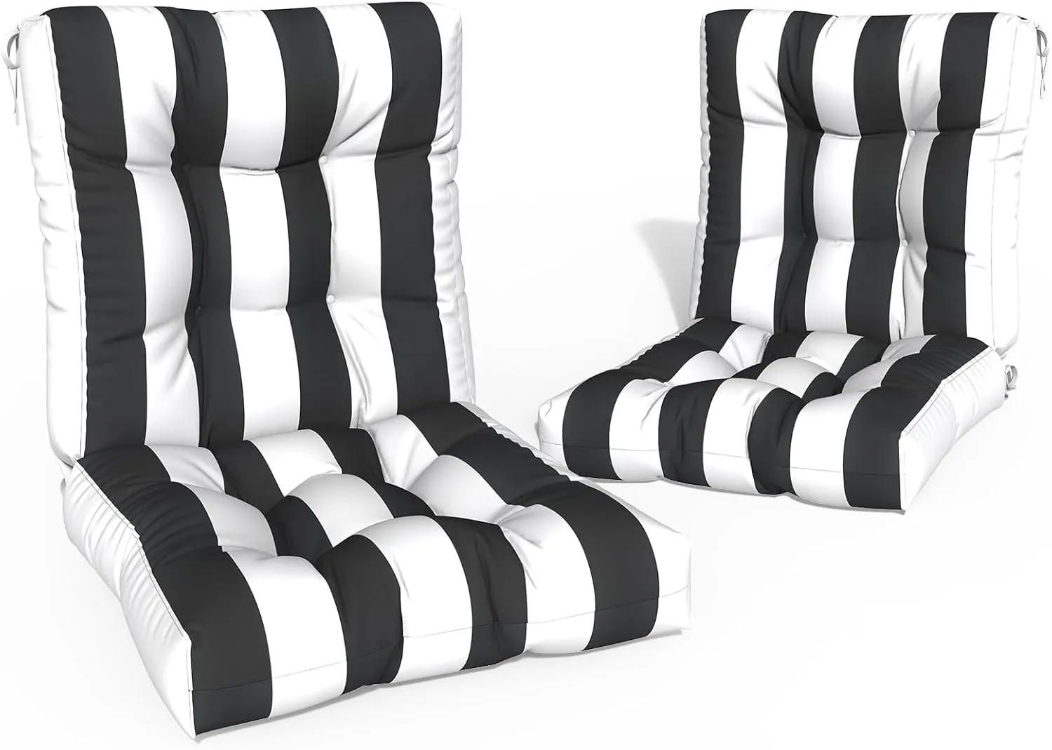 Outdoor Chair Cushions, Tufted Back Patio Furniture Cushions Set of 2, Water Repellent Wicker High Back Chair Cushion for Home Garden Lounge Deep Chairs, 42x21x4 Inch, Cabana Black