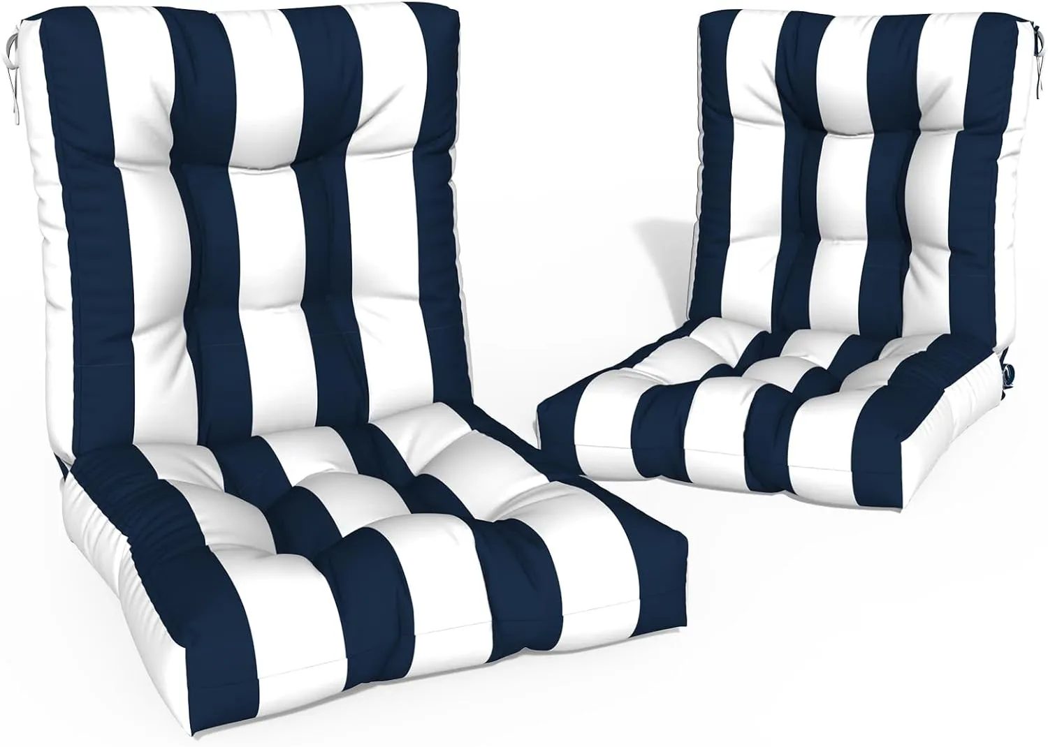 Outdoor Chair Cushions, Tufted Back Patio Furniture Cushions Set of 2, Water Repellent Wicker High Back Chair Cushion for Home Garden Lounge Deep Chairs, 42x21x4 Inch, Cabana Navy