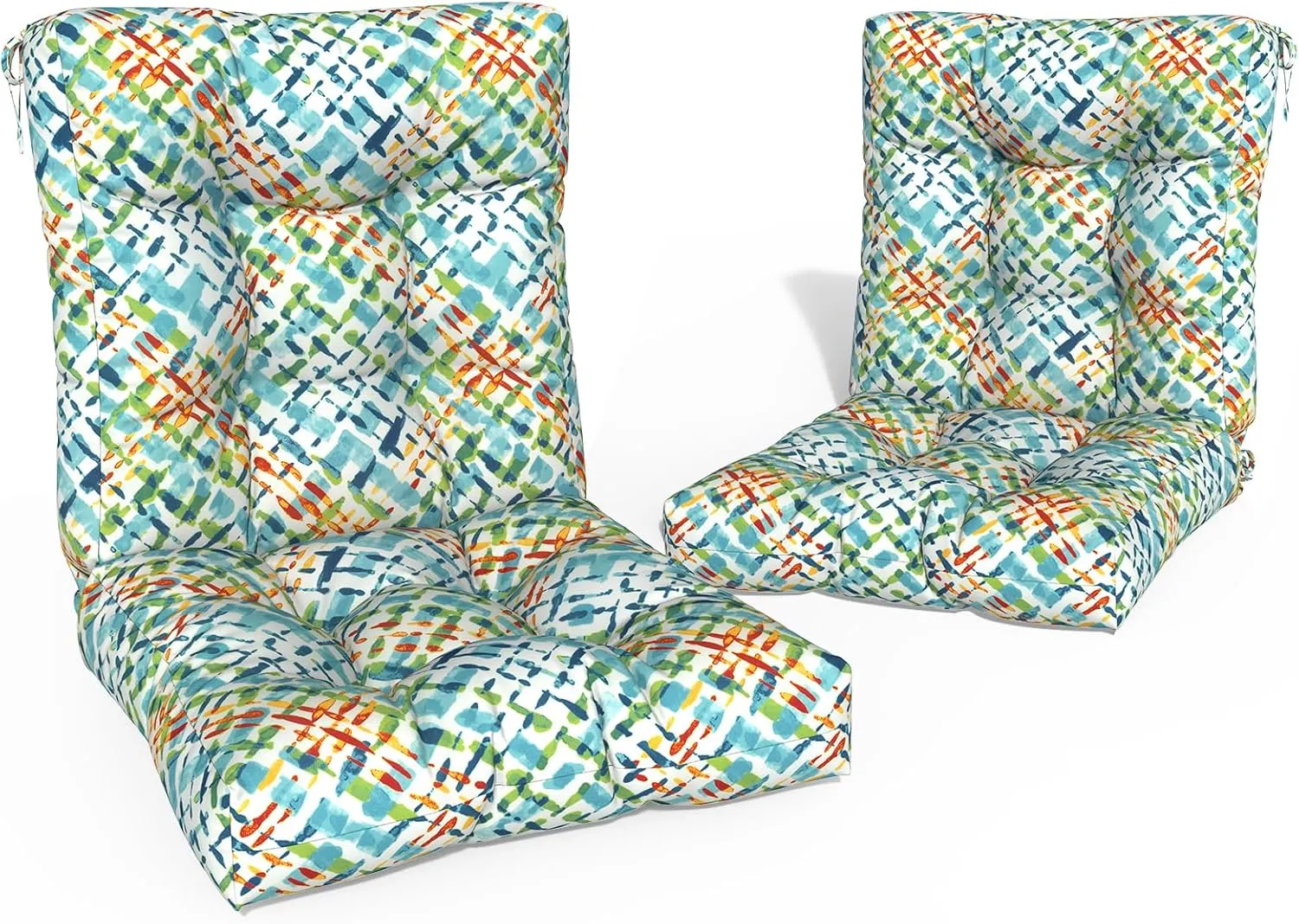 Outdoor Chair Cushions, Tufted Back Patio Furniture Cushions Set of 2, Water Repellent Wicker High Back Chair Cushion for Home Lounge Deep Chairs, 42x21x4 Inch, Acapa Opal Geometric
