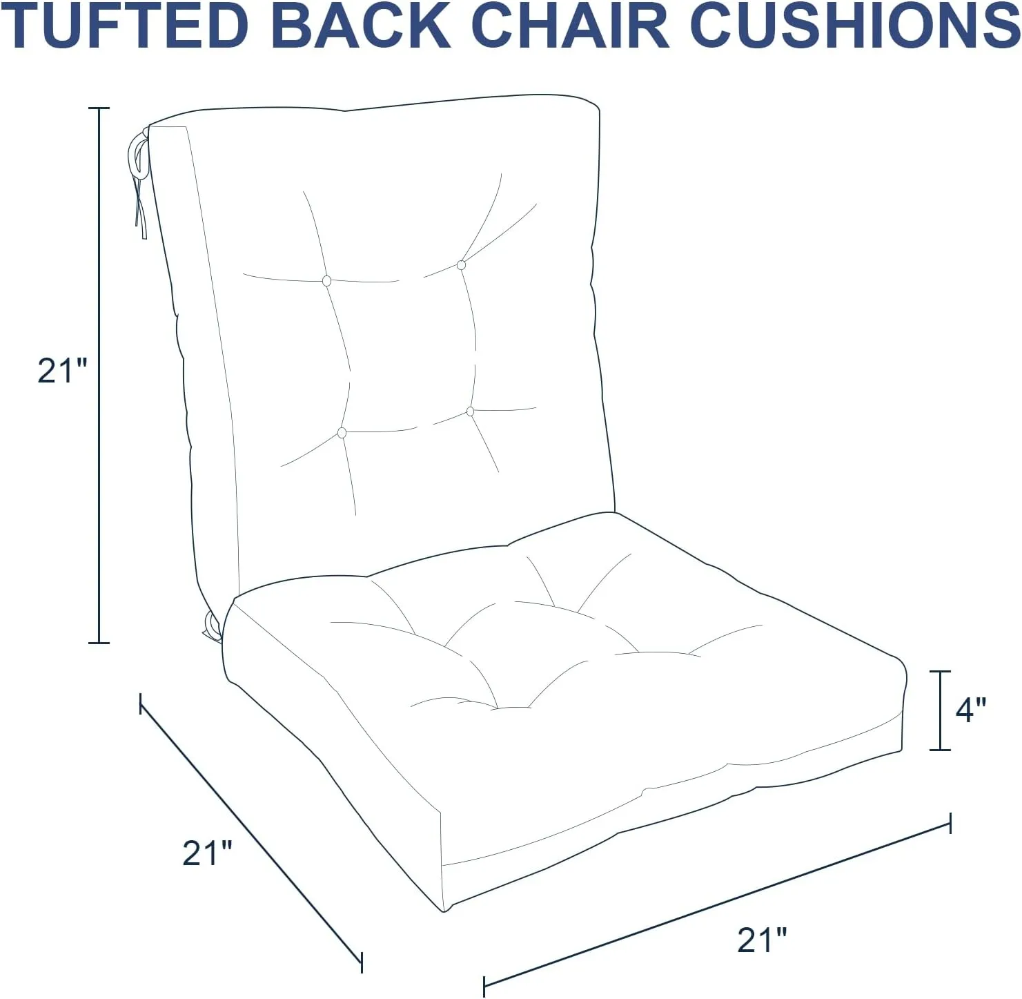 Outdoor Chair Cushions, Tufted Back Patio Furniture Cushions Set of 2, Water Repellent Wicker High Back Chair Cushion for Home Lounge Deep Chairs, 42x21x4 Inch, Acapa Opal Geometric