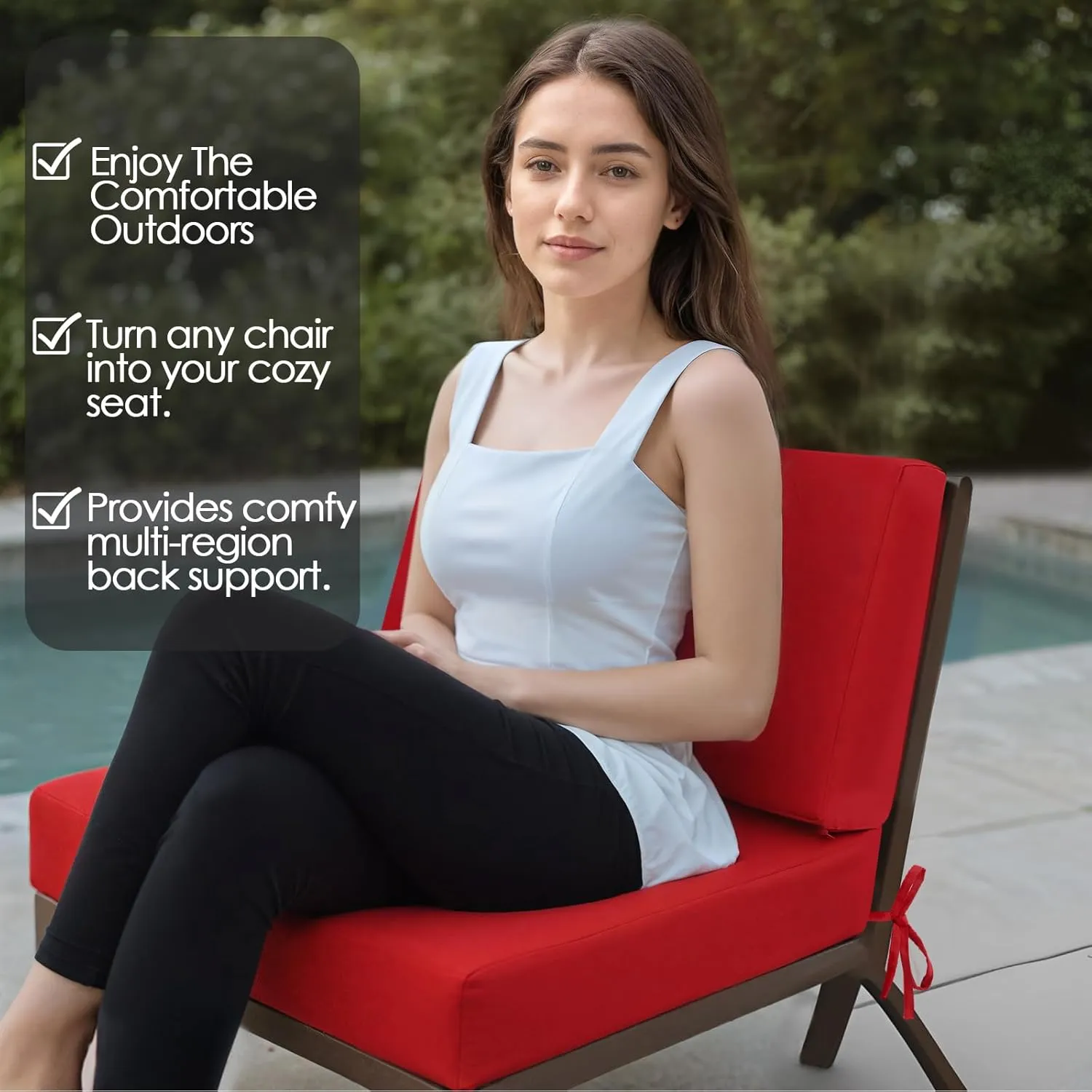 Outdoor Cushions for Patio Furniture 26.5x26.5, Outdoor Seat Cushion & Inclined Back Cushion with Ties, Waterproof Replacement Deep Seat Couch Sofa Chair Cushion for Backyard Garden Deck, Red