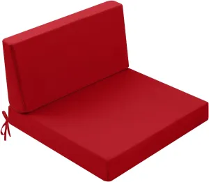 Outdoor Cushions for Patio Furniture 26.5x26.5, Outdoor Seat Cushion & Inclined Back Cushion with Ties, Waterproof Replacement Deep Seat Couch Sofa Chair Cushion for Backyard Garden Deck, Red