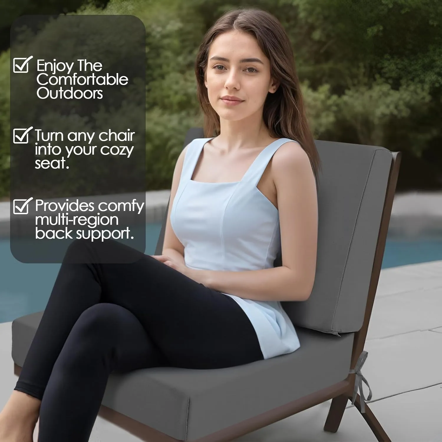 Outdoor Cushions for Patio Furniture, Outdoor Seat and Back Cushion, Waterproof Hampton Bay Deep Seat Replacement Couch Cushions for Garden Lawn, 24x24