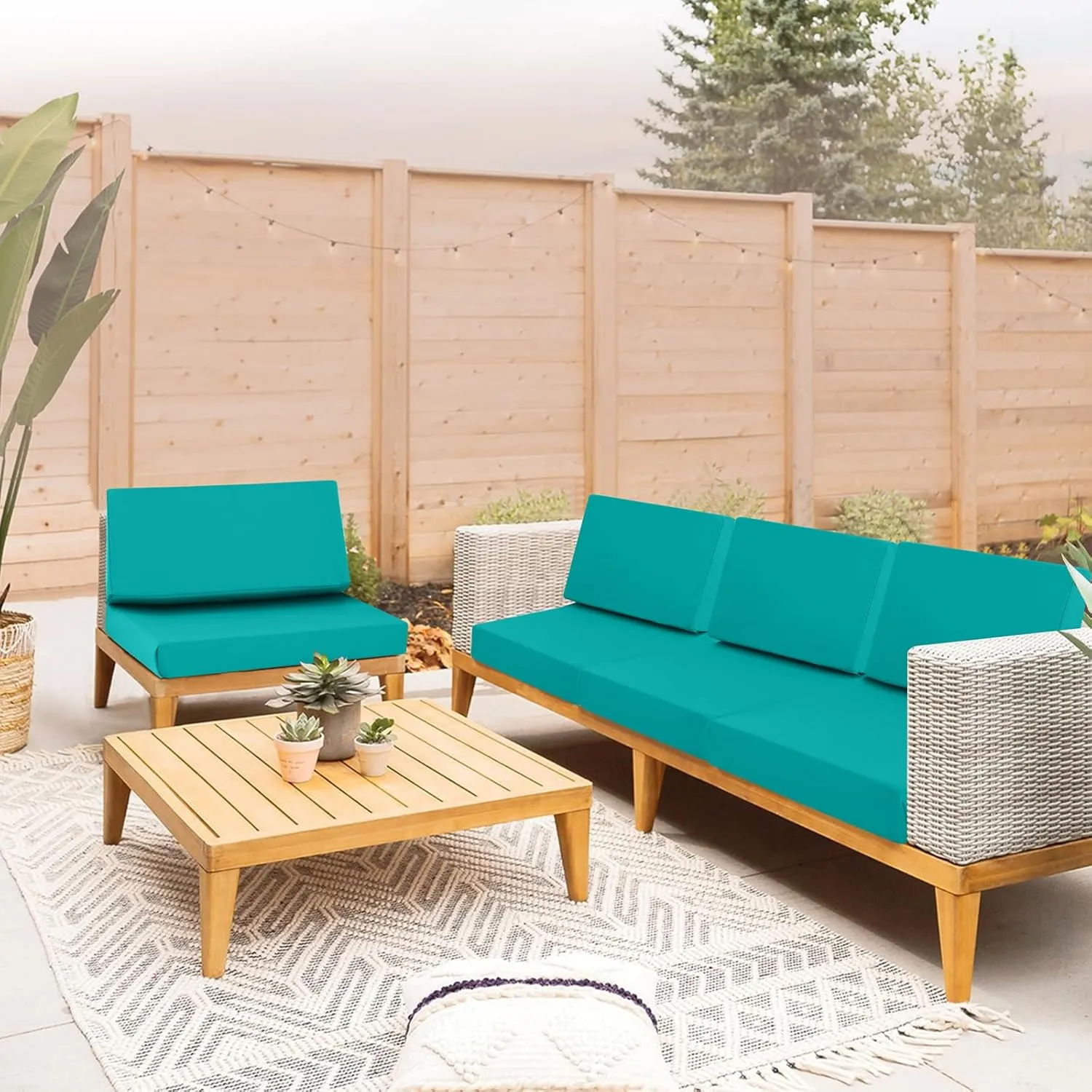 Outdoor Cushions for Patio Furniture, Outdoor Seat and Back Cushion, Waterproof Hampton Bay Deep Seat Replacement Couch Cushions for Garden Lawn, 26.5x26.5