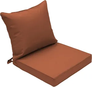 Outdoor Deep Seat Cushion Patio Seat and Back Cushion Set Seasonal Replacement Chair Cushion with Removable Cover and Adjustable Buckle for Home and Garden, 19"x19"x3", Brick Red