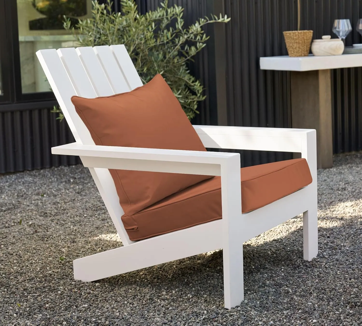 Outdoor Deep Seat Cushion Patio Seat and Back Cushion Set Seasonal Replacement Chair Cushion with Removable Cover and Adjustable Buckle for Home and Garden, 19"x19"x3", Brick Red