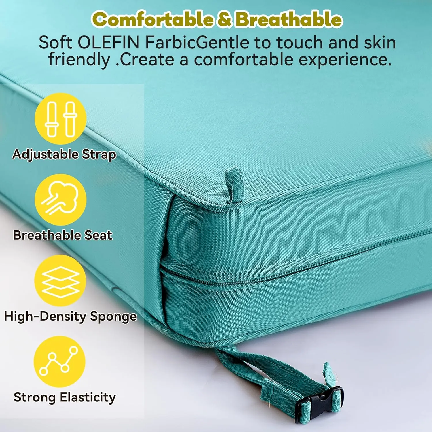 Outdoor Deep Seat Cushion Set of 2,24 x 24 Inch, Deep Seat,Back Cushion and Pillow with Removable Cover and Adjustable Straps for Chair, Sofa, and Couch