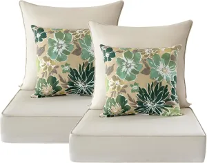 Outdoor Deep Seat Cushion Set of 2,24 x 24 Inch, Deep Seat,Back Cushion and Pillow with Removable Cover and Adjustable Straps for Chair, Sofa, and Couch