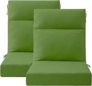 Outdoor High Back Chair Cushion Seat Pads, 2-Pack 44 x 21 Inch Water-Repellent & Fade-Resistant Patio Furniture Cushions with Ties for Adirondack, Rocking Chairs, Lawn Green