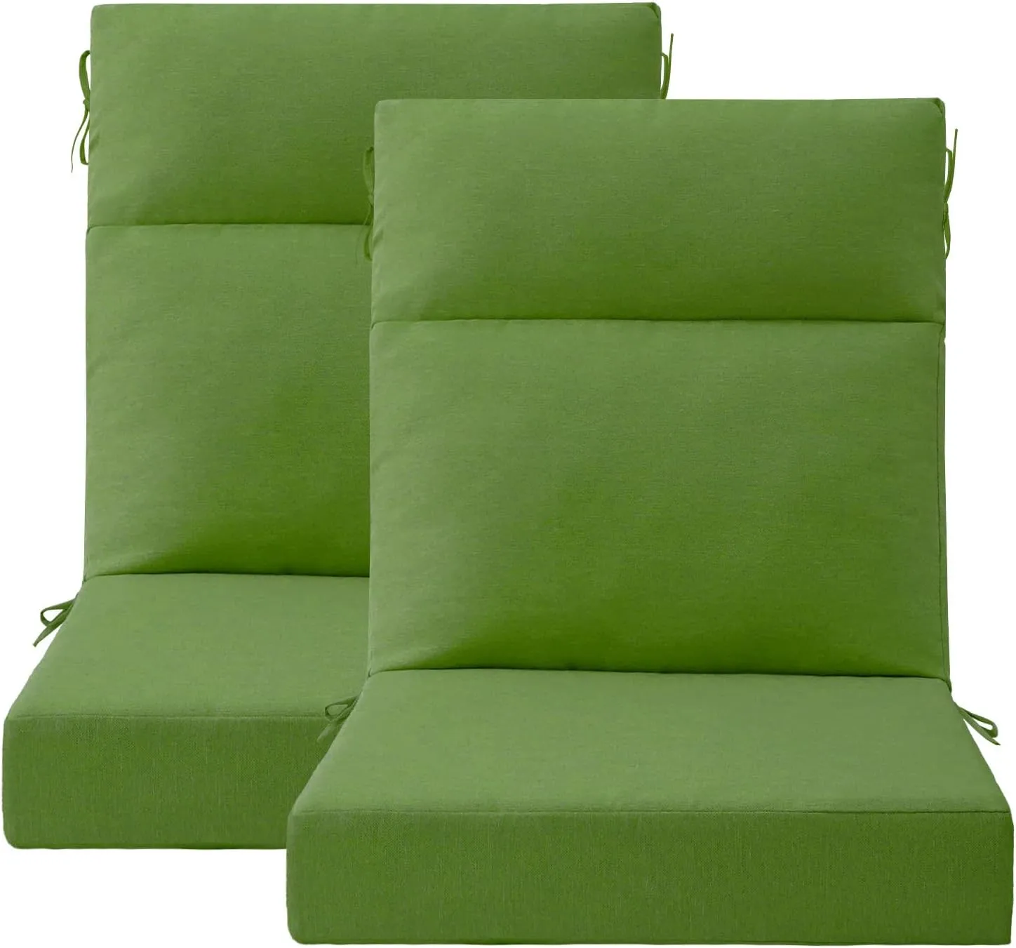 Outdoor High Back Chair Cushion Seat Pads, 2-Pack 44 x 21 Inch Water-Repellent & Fade-Resistant Patio Furniture Cushions with Ties for Adirondack, Rocking Chairs, Lawn Green