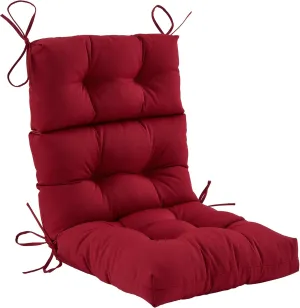 Outdoor High Back Chair Cushion,Water Resistant Tufted Adirondack Rocking Chair Cushion with Ties,Replacement Seat Cushion for Patio Furniture,Burgundy