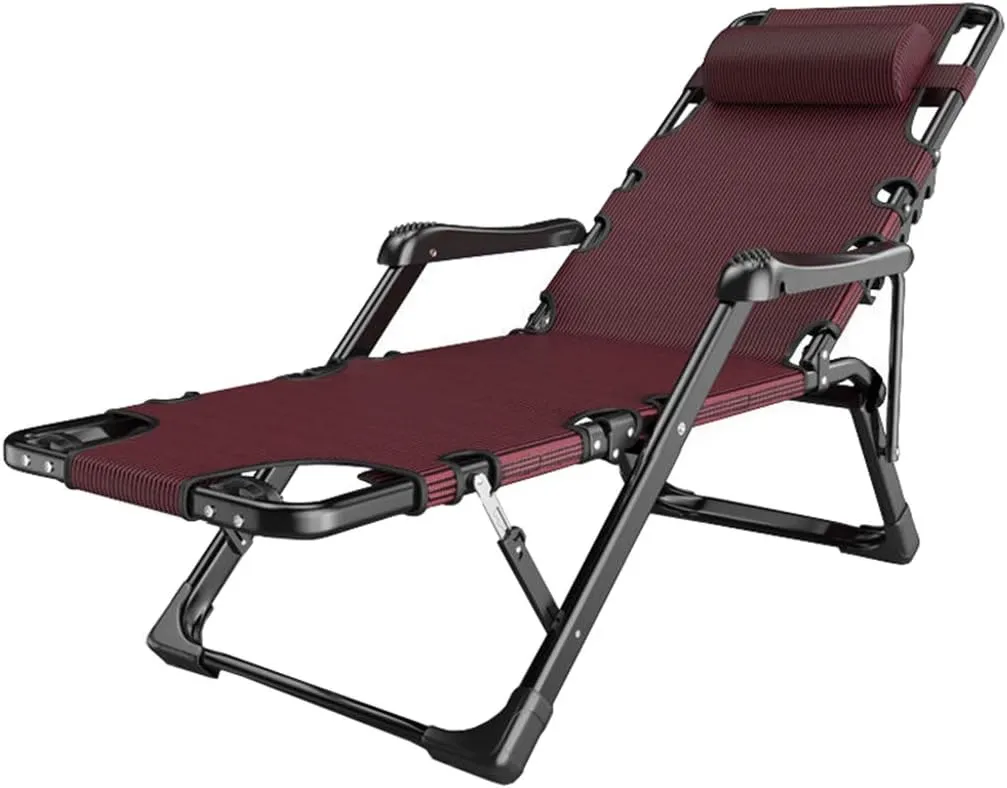 Outdoor Leisure Chair Folding Sun Lounger Reclining Adjustable Backrest Lawn Lounge Chairs for Beach, Garden,Camping,Fishing Max.250kg