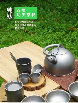 Outdoor Portable Tea Cup Water Cup Titanium Alloy Lightweight Cup 6pcs(Ti30)