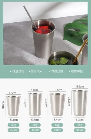 Outdoor Portable Water Cup 304 Stainless Steel Beer Mug Coffee Cup Mountain Trail Cup Tea Cup 3pcs(350ml)