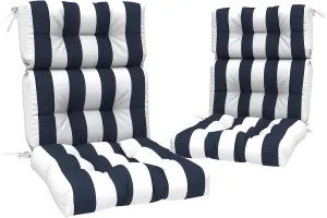 Outdoor Rocking Chair Cushions, Non-Skid Slip Backed Sun Lounger Chair Cushions, High Back Chair Cushion for Patio Chairs, 44"x22"x4", Set of 2, Cabana Navy