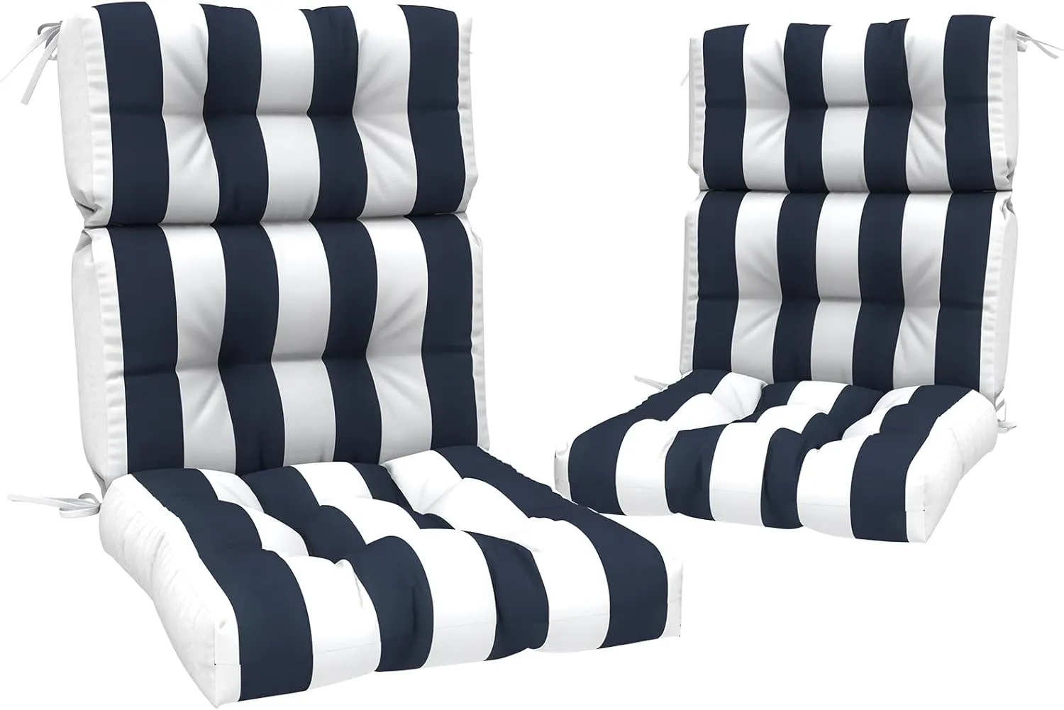 Outdoor Rocking Chair Cushions, Non-Skid Slip Backed Sun Lounger Chair Cushions, High Back Chair Cushion for Patio Chairs, 44"x22"x4", Set of 2, Cabana Navy