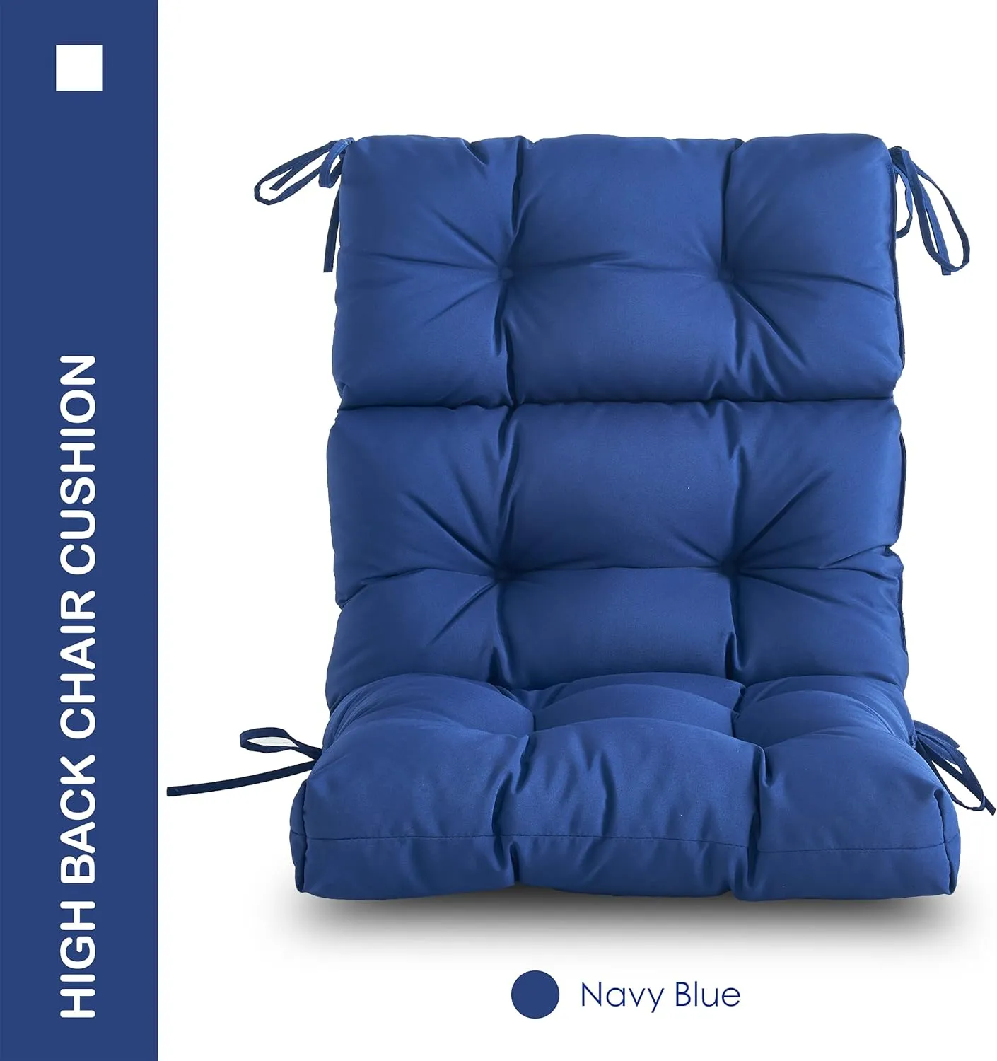 Outdoor/Indoor High Back Chair Cushion, Waterproof All-Weather Stuffed High Rebound Foam Adirondack Chair, Navy Blue