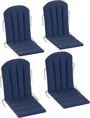 Outsunny Adirondack Chair Cushion Set of 4, Outdoor Chair Cushions with Ties, 25D High-Density Foam, High Back Patio Chair Cushions, Fade Resistant for Patio Furniture, 49" x 20" x 2", Navy Blue