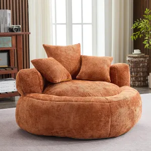 Oversized Bean Bag Chairs for Adults, Memory Foam Lazy Sofa with High Back and 3 Pillows, Comfy Beanbag Lounger Couch for Living Room Bedroom Apartment (Orange)