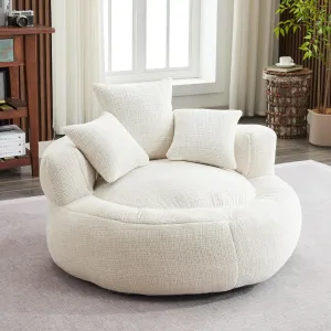 Oversized Bean Bag Chairs for Adults, Memory Foam Lazy Sofa with High Back and 3 Pillows, Comfy Beanbag Lounger Couch for Living Room Bedroom Apartment (White)