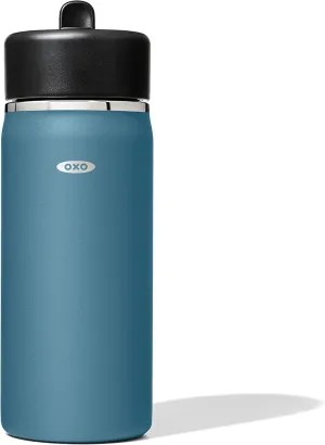 OXO Strive 16oz Wide Mouth Water Bottle with Straw Lid - Aquamarine
