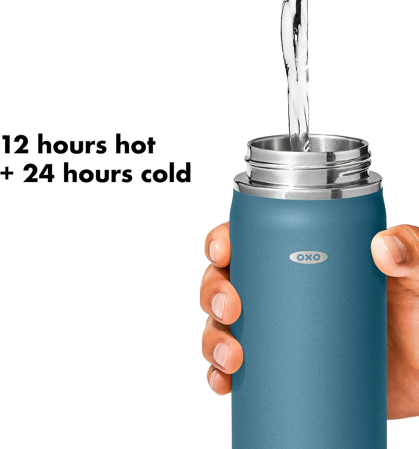 OXO Strive 16oz Wide Mouth Water Bottle with Straw Lid - Aquamarine