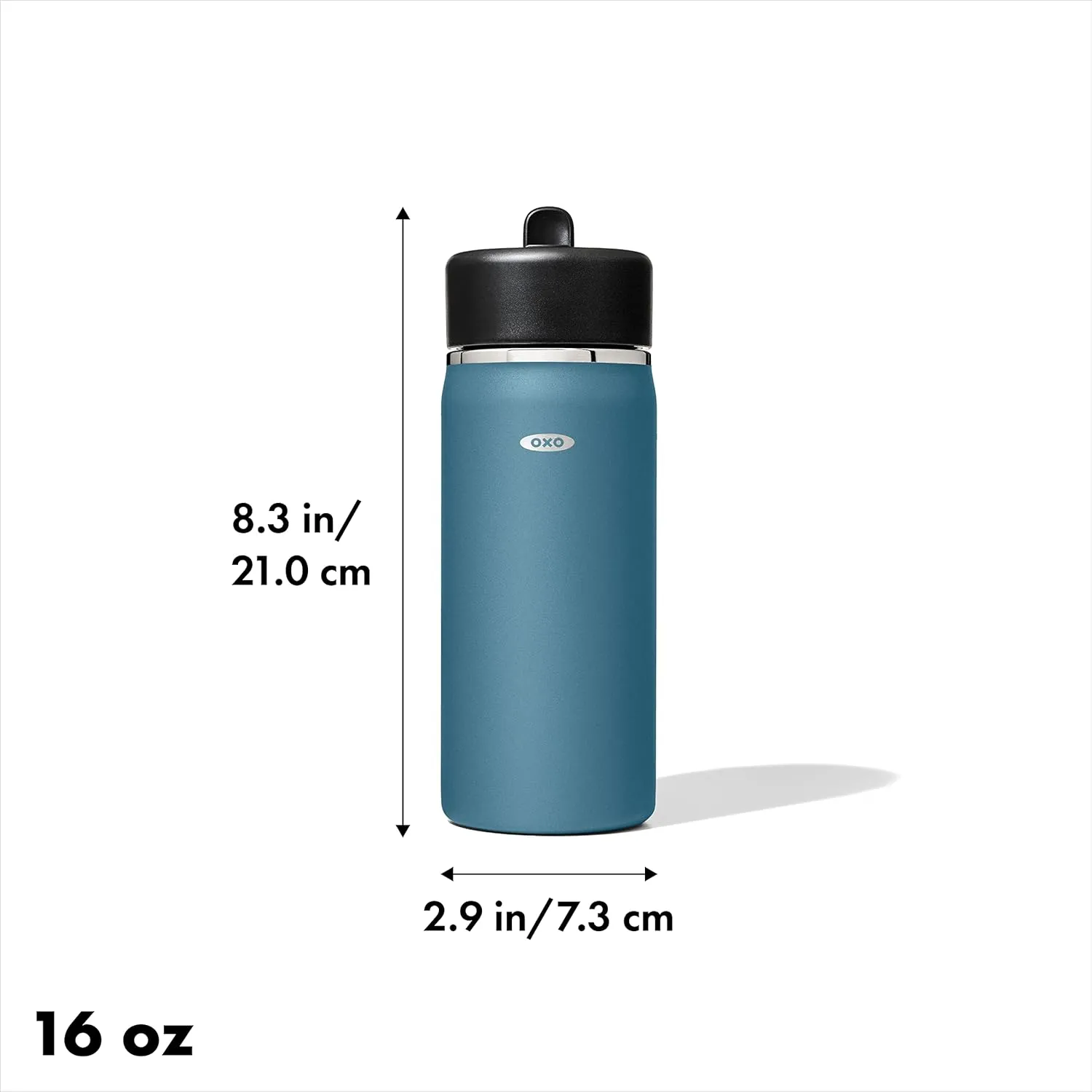 OXO Strive 16oz Wide Mouth Water Bottle with Straw Lid - Aquamarine