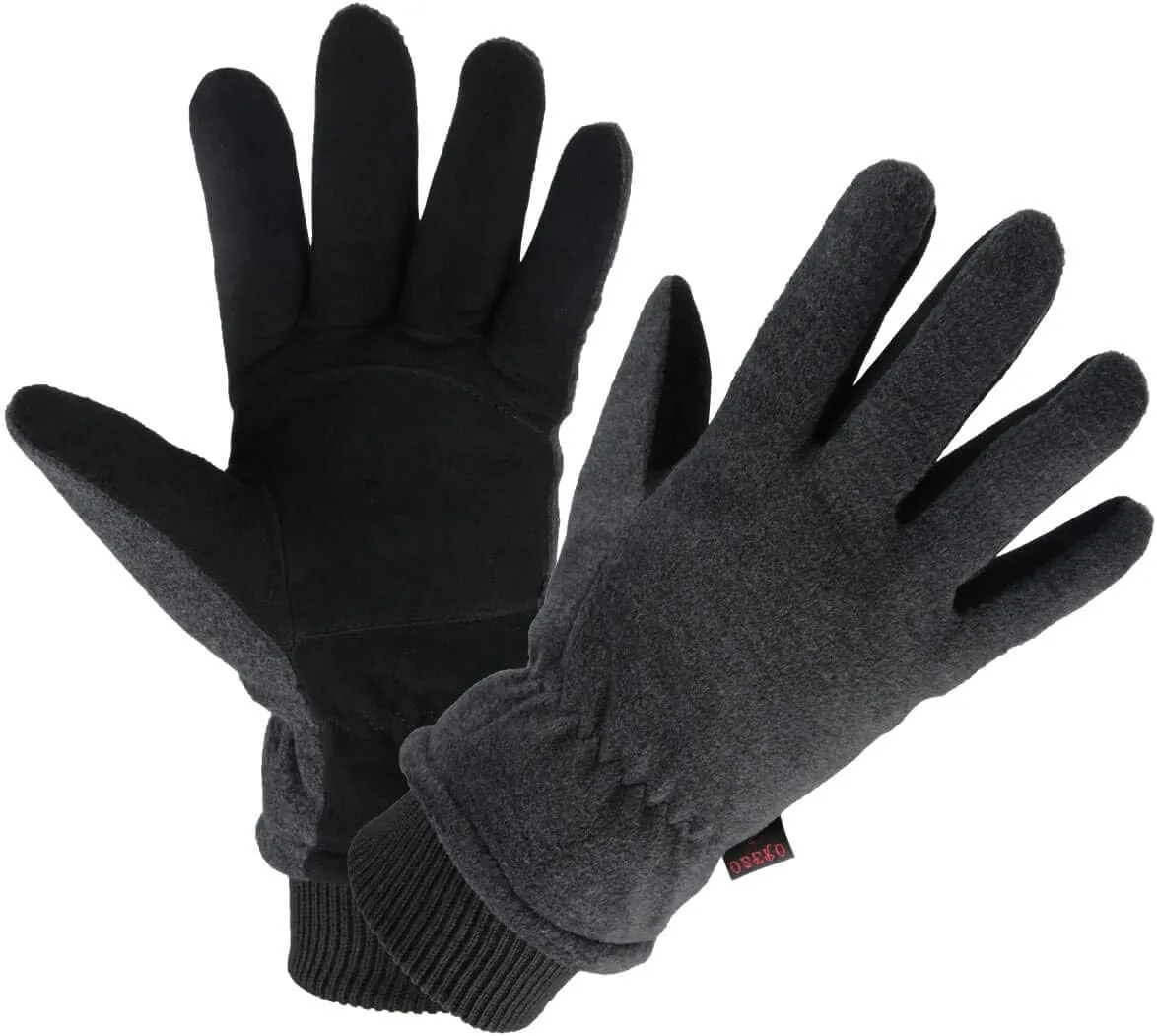 OZERO Winter Gloves Deerskin Suede Leather and Insulated Polar Fleece Water Resistant Thermal Gifts for Men and Women