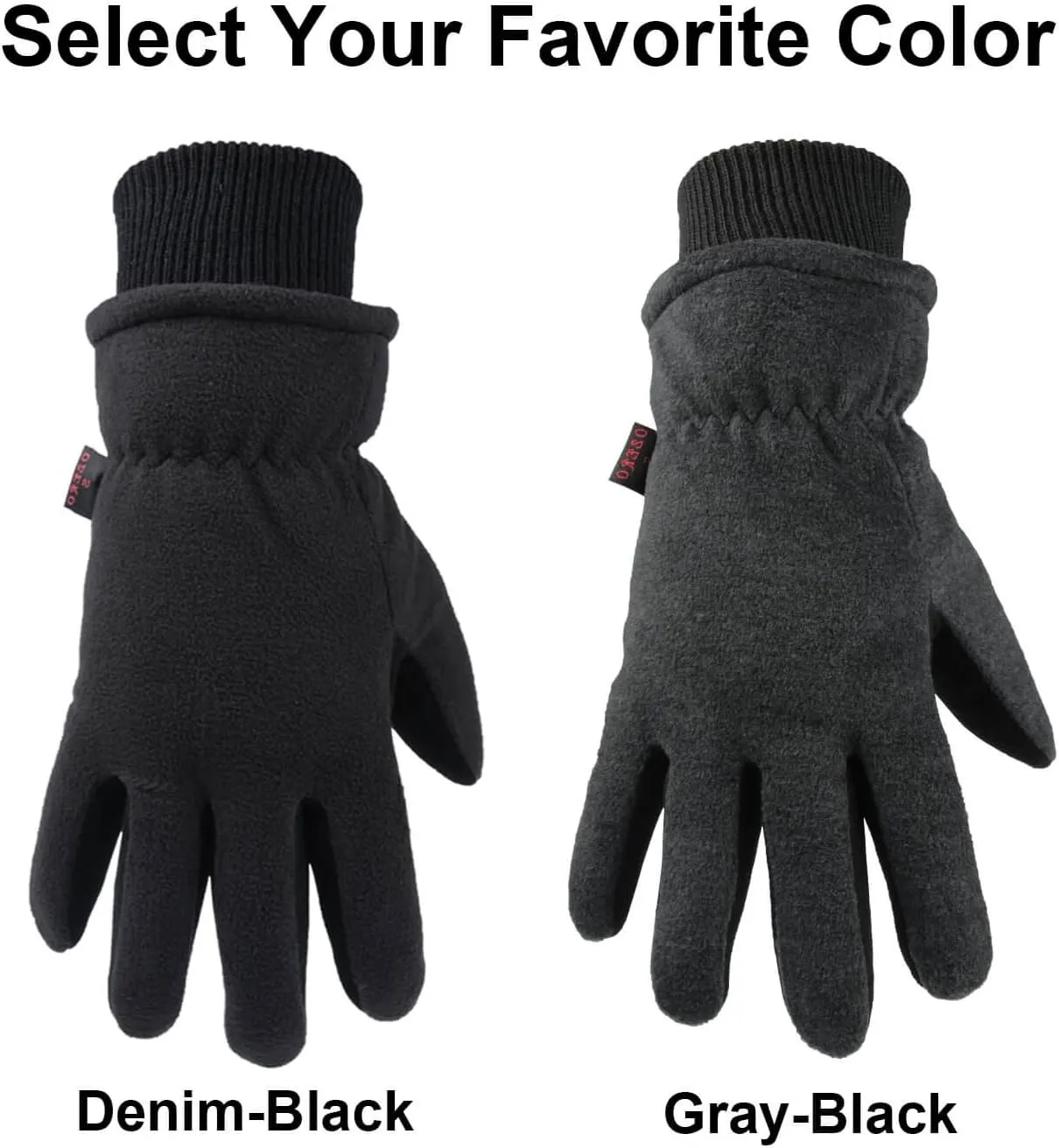 OZERO Winter Gloves Deerskin Suede Leather and Insulated Polar Fleece Water Resistant Thermal Gifts for Men and Women