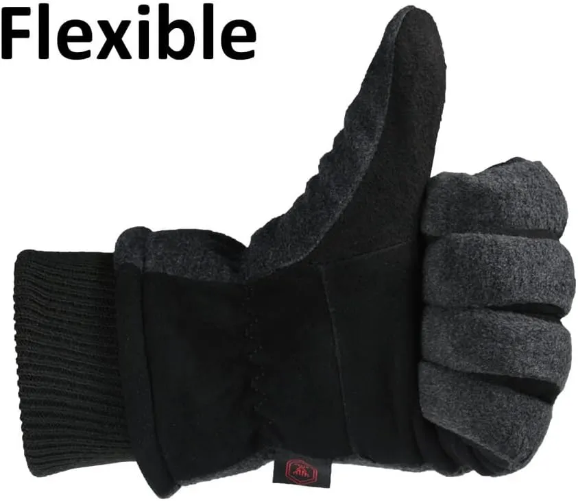 OZERO Winter Gloves Deerskin Suede Leather and Insulated Polar Fleece Water Resistant Thermal Gifts for Men and Women