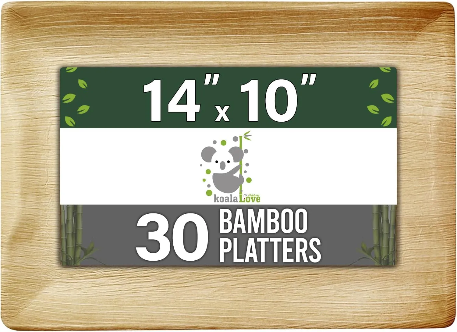 Palm Leaf Platters, 100% Compostable Disposable Eco-Friendly & Biodegradable Party Tableware, Best Alternative to Plastic,(14"x10" 30 Platers) by KoalaLove