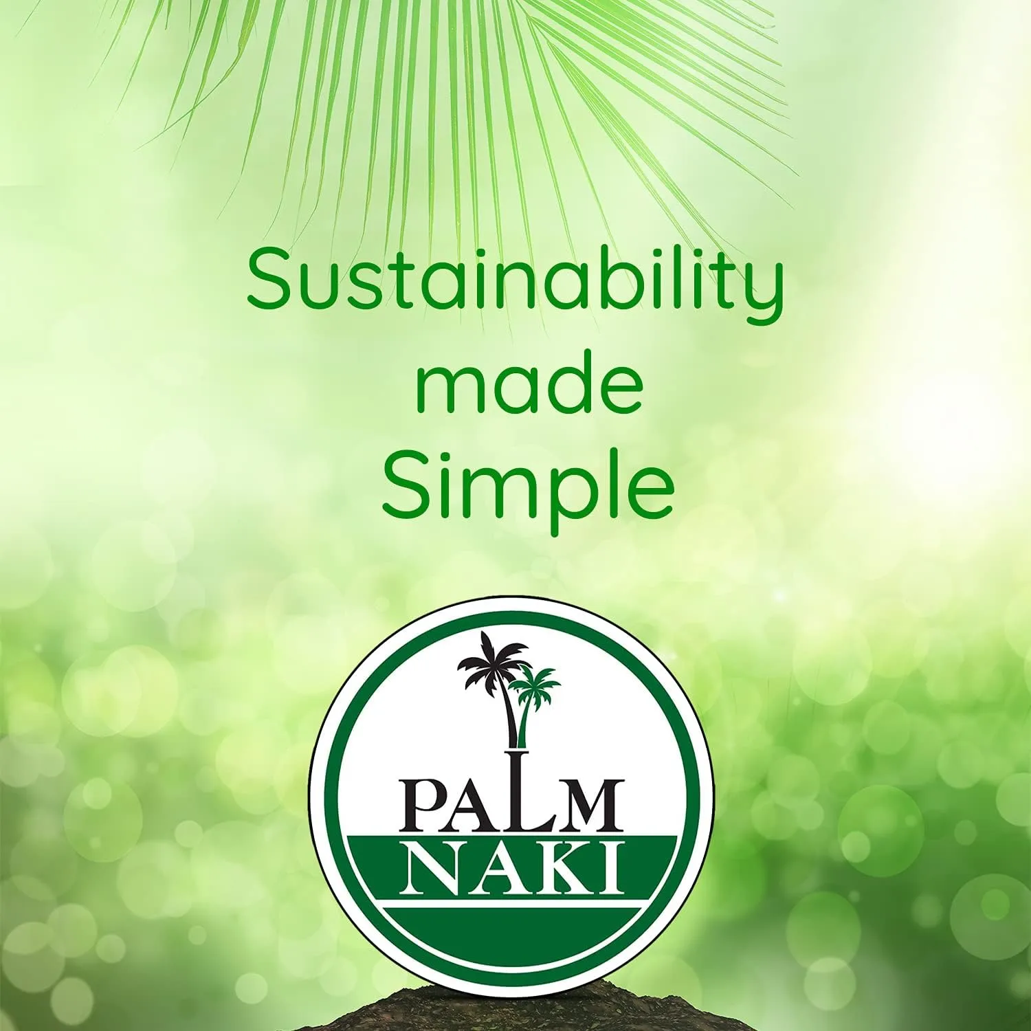 PALM NAKI Eco-Friendly Palm Leaf Plates - 10-Inch Square - Bamboo Style (40 Pack), Sustainable, Decorative & Compostable Tableware (10" Plates)