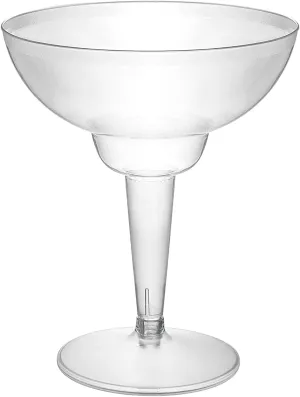 Party Essentials 10 Count Hard Plastic Two-Piece Margarita Glasses, 12-Ounce, Clear