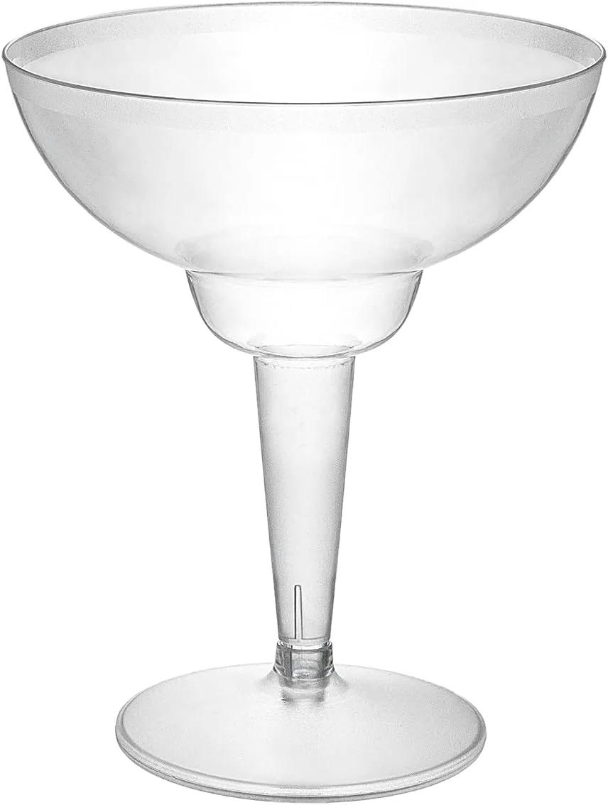 Party Essentials 10 Count Hard Plastic Two-Piece Margarita Glasses, 12-Ounce, Clear